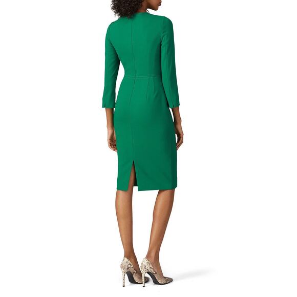L.K. BENNETT Emerald Green Crew Neckline Everett Sheath Midi Dress Size US 2 - Picture 2 of 15
